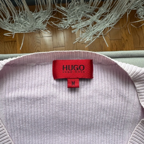 Hugo Boss Ribbed Knit Top in Soft Pink - Picture 3 of 3